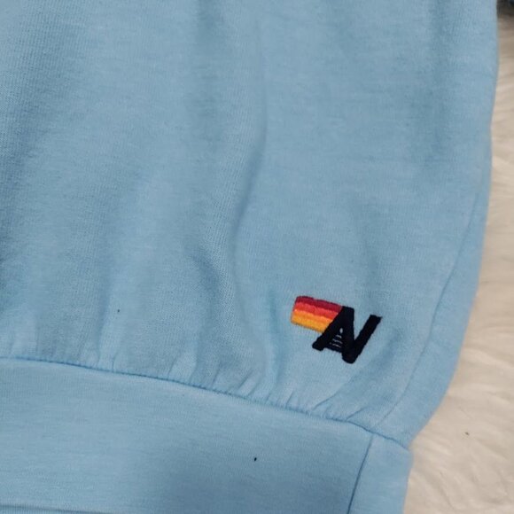 Aviator Nation Blue Lightning Bolt Design Crewneck Oversized Sweatshirt Size XS - Picture 5 of 11